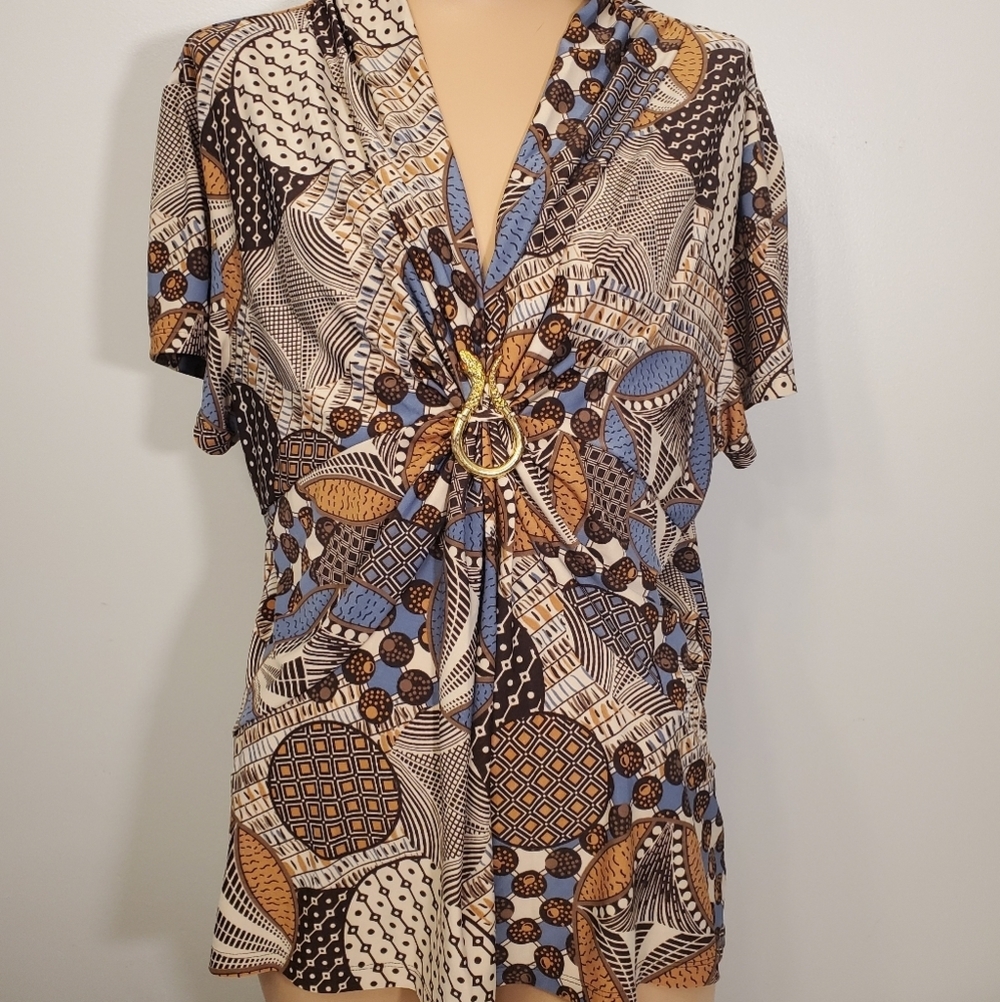 D.F.A New York printed Blouse w/Snake Detail